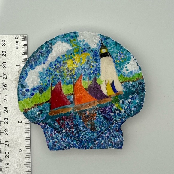 Coastal Regatta Lighthouse Shell Art ⛵ - Picture 6 of 7